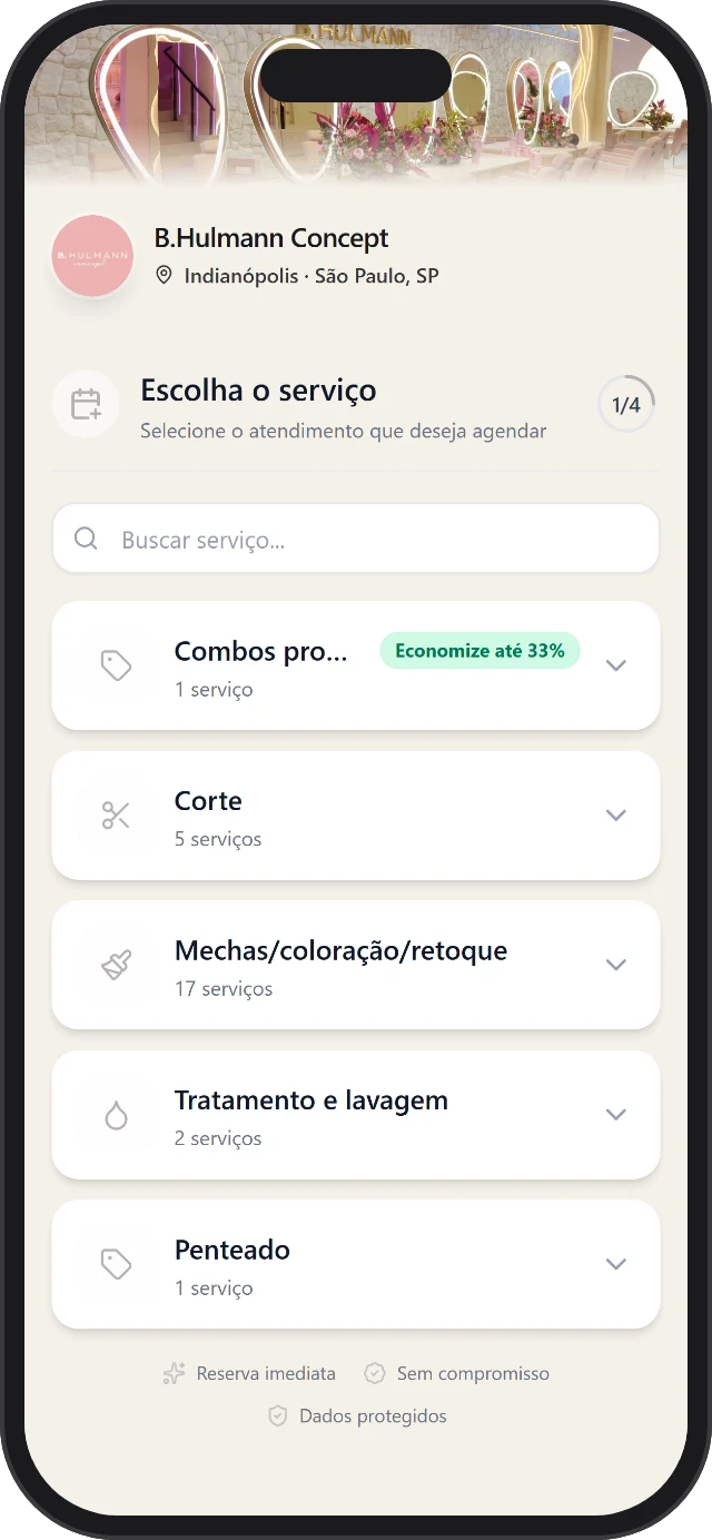 Catálogo de serviços por categoria